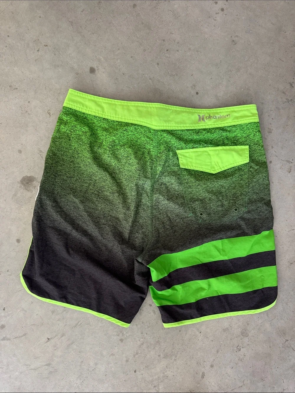 Hurley Phantom Neon Green to Black Fade with Stripes Boardshorts
